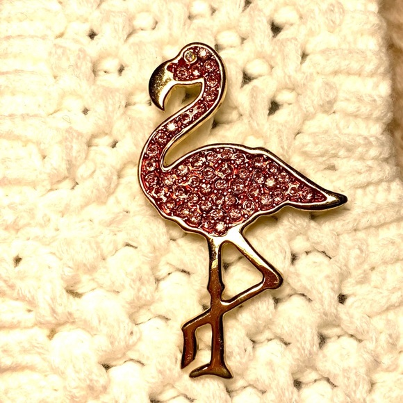 Pink Flamingo Crystal Brooch - Picture 9 of 10